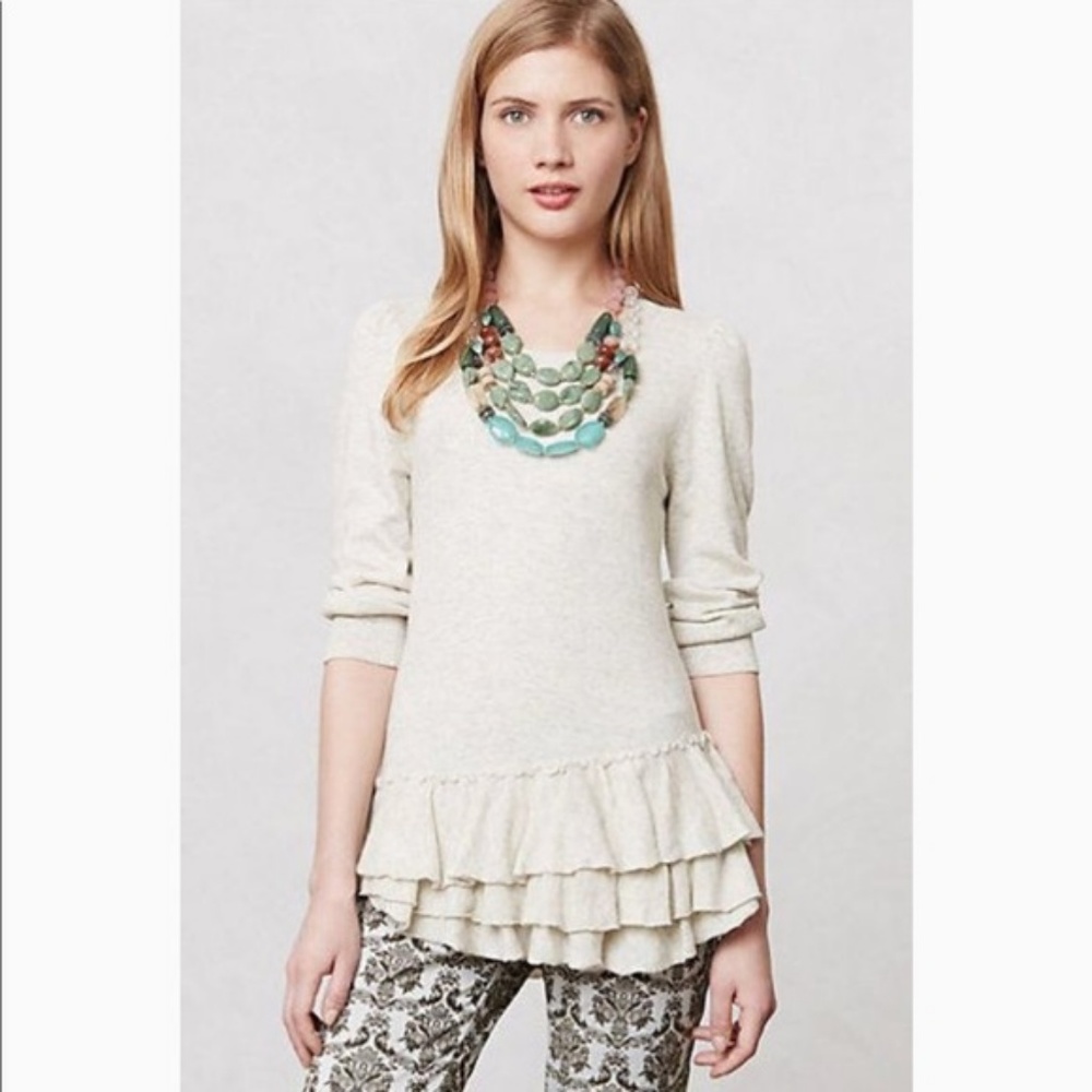 Anthropologie knitted and knotted ruffle hem